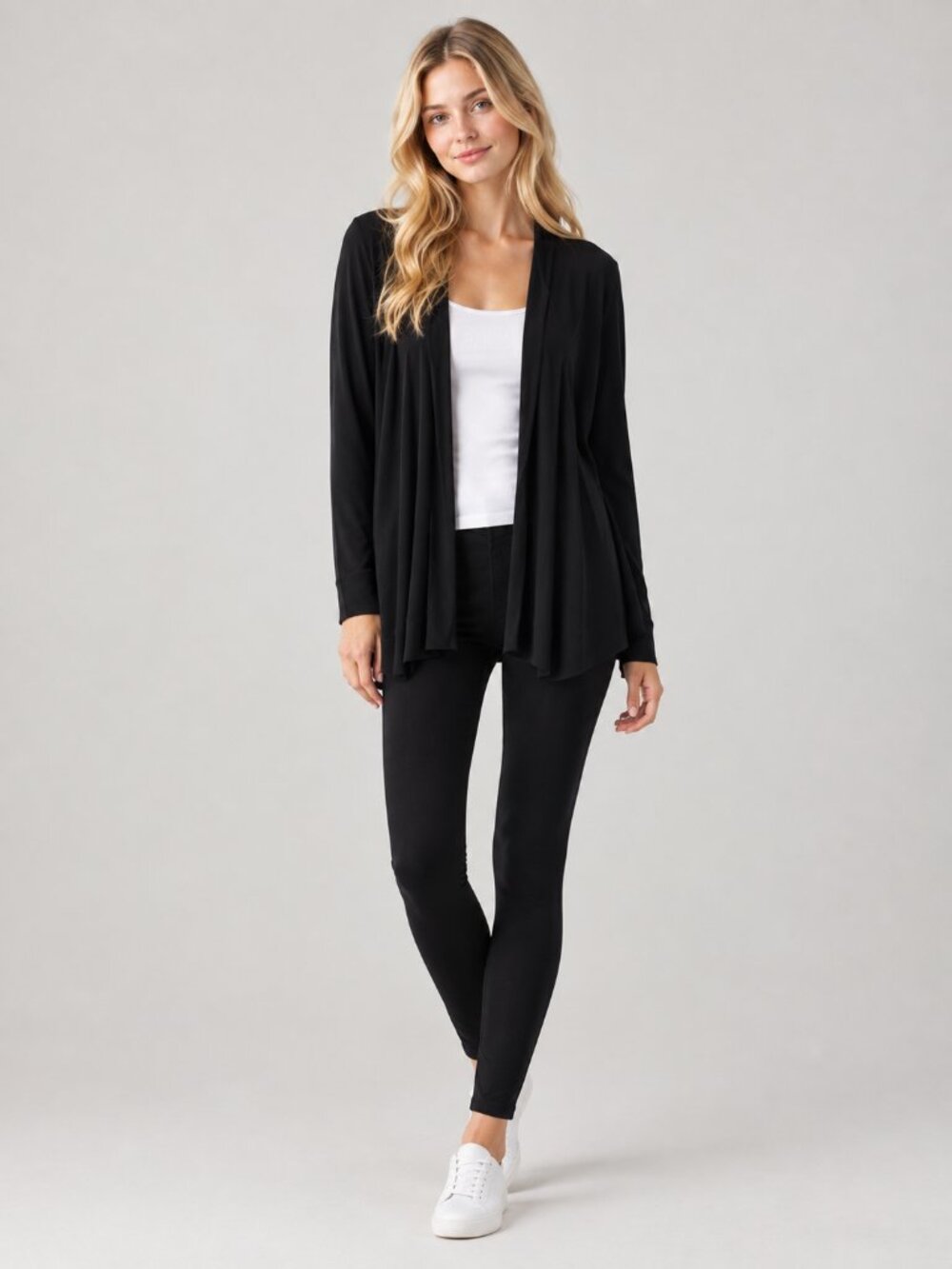 Chico's Travelers Open Front Cardigan Black 16 #A4086